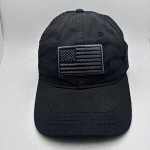American Flag Hat SnapBack Cap Black Trucker Mesh Low Crown Tactical